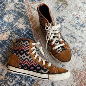 Tory Burch Brown and Blue Patterned Sneakers